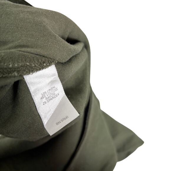 J.Jill Linen Stretch Cropped Capris Elastic Waist Pants Women's L Olive Green - Picture 6 of 6